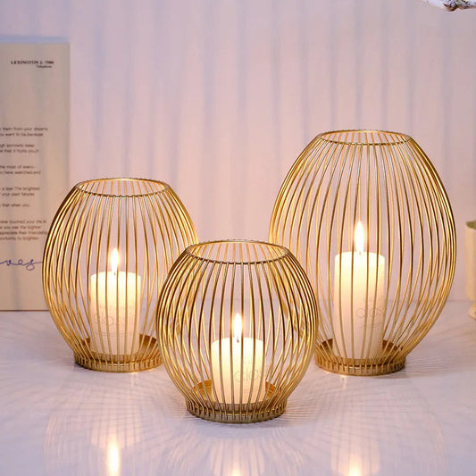 European Metal Lantern Candlestick