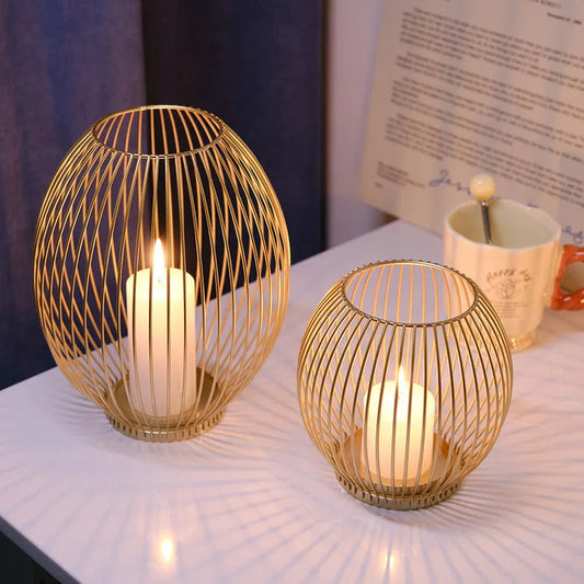 European Metal Lantern Candlestick